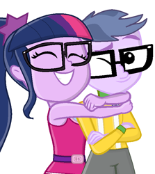 Size: 638x716 | Tagged: safe, artist:grapefruitface1, artist:imtailsthefoxfan, base used, character:microchips, character:twilight sparkle, character:twilight sparkle (scitwi), species:eqg human, ship:microlight, my little pony:equestria girls, clothing, couple, early concept, eyes closed, female, glasses, male, one eye closed, shading, shipping, shipping fuel, simple background, straight, vulgar description, white background