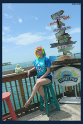 Size: 3456x5184 | Tagged: safe, artist:krazykari, character:rainbow dash, species:human, clothing, cosplay, costume, feet, flip-flops, irl, irl human, key west, photo, sandals, solo