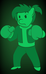 Size: 1000x1600 | Tagged: safe, artist:toyminator900, oc, oc only, oc:uppercute, species:anthro, boxing gloves, clothing, fallout, solo
