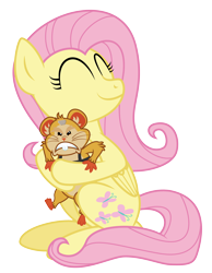 Size: 3500x4511 | Tagged: safe, artist:masem, character:fluttershy, species:pegasus, species:pony, .ai available, angry, cute, hammond, hamster, hug, overwatch, simple background, smiling, transparent background, unamused, vector