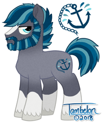 Size: 500x600 | Tagged: safe, artist:tambelon, oc, oc only, oc:anchors away, species:earth pony, species:pony, facial hair, male, solo, stallion