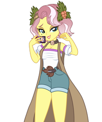 Size: 1500x1800 | Tagged: dead source, safe, artist:mashoart, character:vignette valencia, equestria girls:rollercoaster of friendship, g4, my little pony: equestria girls, my little pony:equestria girls, breasts, busty vignette valencia, cellphone, cleavage, clothing, female, lipstick, phone, selfie, shorts, simple background, solo, transparent background, vector, vignette valencia