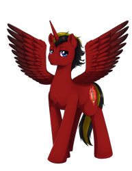 Size: 1934x2500 | Tagged: safe, artist:evomanaphy, oc, oc only, oc:blazing light, species:alicorn, species:pony, species:unicorn, alicorn oc, chest fluff, looking at you, male, simple background, smiling, solo, stallion, transparent background