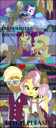 Size: 1288x2912 | Tagged: safe, artist:themexicanpunisher, character:applejack, character:rarity, character:trenderhoof, character:vignette valencia, episode:simple ways, equestria girls:rollercoaster of friendship, g4, my little pony: equestria girls, my little pony: friendship is magic, my little pony:equestria girls, female, male, shipping, straight, trenderity, trenderjack, trenette, vignette valencia