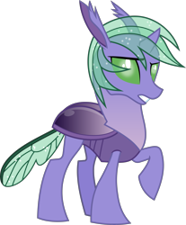 Size: 5644x6815 | Tagged: safe, artist:frownfactory, oc, oc:trophus, species:changeling, species:reformed changeling, .svg available, absurd resolution, changedling oc, changeling oc, green eyes, green mane, green tail, horn, raised hoof, simple background, solo, svg, transparent background, transparent mane, vector