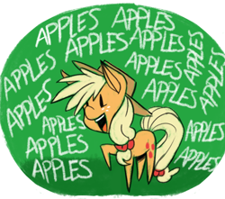 Size: 500x441 | Tagged: safe, artist:fauxsquared, part of a set, character:applejack, species:earth pony, species:pony, apple, applejack's hat, applenese, clothing, cowboy hat, female, freckles, hat, mare, solo, that pony sure does love apples
