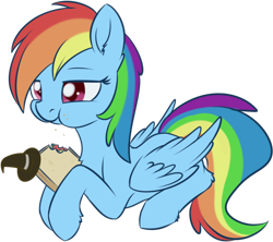 Size: 856x761 | Tagged: safe, artist:dusthiel, character:rainbow dash, species:pony, newbie artist training grounds, atg 2018, clothing, eating, female, food, hat, mare, ponies eating meat, pun, sandwich, simple background, solo, transparent background, witch hat