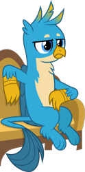 Size: 1037x2086 | Tagged: safe, artist:frownfactory, character:gallus, species:griffon, episode:the hearth's warming club, g4, my little pony: friendship is magic, .svg available, beak, bored, couch, male, paws, simple background, sitting, solo, svg, talons, transparent background, vector, wings