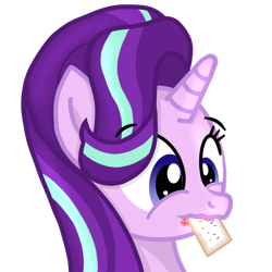 Size: 1000x1000 | Tagged: safe, artist:toyminator900, character:starlight glimmer, species:pony, species:unicorn, biting, female, food, mouth hold, poptart, simple background, solo, transparent background