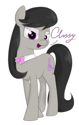 Size: 1692x2660 | Tagged: safe, artist:moonatik, derpibooru original, character:octavia melody, species:earth pony, species:pony, backwards cutie mark, bow tie, classy, eyeshadow, female, looking at you, makeup, open mouth, simple background, solo, transparent background