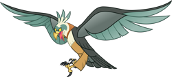 Size: 7892x3557 | Tagged: safe, artist:vector-brony, species:bird, species:roc, episode:molt down, g4, my little pony: friendship is magic, ambiguous gender, bird of prey, open beak, simple background, solo, spread wings, tongue out, transparent background, vector, wings