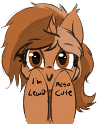 Size: 497x634 | Tagged: safe, artist:freefraq, oc, oc only, oc:sign, species:pony, species:unicorn, body writing, bust, c:, colored sketch, don't dead open inside, female, freckles, hooves on cheeks, hooves on face, looking at you, mute, simple background, smiling, solo, transparent background
