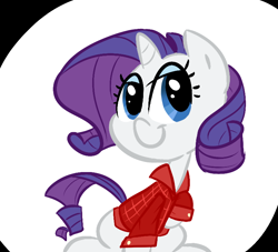 Size: 770x700 | Tagged: safe, artist:elslowmo, artist:tess, character:rarity, species:pony, species:unicorn, clothing, female, mare, plaid, shirt, sitting, smiling, solo