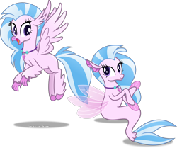 Size: 5794x4845 | Tagged: safe, artist:vector-brony, character:silverstream, species:classical hippogriff, species:hippogriff, species:seapony (g4), absurd resolution, female, ponidox, quadrupedal, self paradox, self ponidox, simple background, transparent background, vector