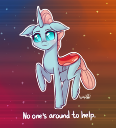 Size: 1600x1760 | Tagged: safe, artist:dsp2003, character:ocellus, species:changeling, species:reformed changeling, :3, a hat in time, abstract background, blushing, cute, diaocelles, female, no one's around to help, parody, solo, stars