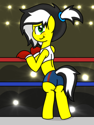 Size: 1200x1600 | Tagged: safe, alternate version, artist:binary6, artist:toyminator900, oc, oc only, oc:uppercute, species:earth pony, species:pony, bipedal, boxing gloves, boxing ring, freckles