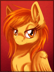 Size: 900x1200 | Tagged: safe, artist:inuhoshi-to-darkpen, character:spitfire, species:pegasus, species:pony, alternate hairstyle, female, mare, red background, simple background, solo