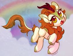 Size: 2019x1559 | Tagged: safe, artist:dawnfire, character:autumn blaze, species:kirin, episode:sounds of silence, g4, my little pony: friendship is magic, awwtumn blaze, cute, female, leonine tail, open mouth, smiling, solo