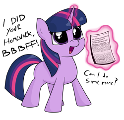 Size: 1159x1123 | Tagged: safe, artist:moonatik, character:shining armor, character:twilight sparkle, character:twilight sparkle (unicorn), species:pony, species:unicorn, adorkable, bbbff, blank flank, cute, dork, female, filly, filly twilight sparkle, foal, happy, homework, implied shining armor, nerd, paper, simple background, solo, staples, transparent background, traps are gay, when you see it, younger