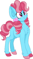 Size: 1761x3079 | Tagged: safe, artist:paskanaakka, derpibooru original, character:cup cake, species:earth pony, species:pony, chest fluff, chiffon swirl, colored hooves, ear fluff, female, mare, missing cutie mark, simple background, smiling, solo, transparent background, younger