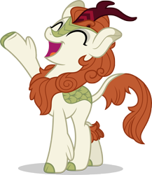 Size: 5000x5763 | Tagged: safe, artist:luckreza8, character:autumn blaze, species:kirin, species:pony, episode:sounds of silence, g4, my little pony: friendship is magic, .svg available, absurd resolution, awwtumn blaze, cloven hooves, cute, female, mare, open mouth, raised hoof, simple background, singing, solo, transparent background, vector
