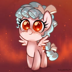 Size: 1800x1800 | Tagged: safe, artist:dawnfire, character:cozy glow, species:pegasus, species:pony, episode:school raze, g4, my little pony: friendship is magic, adoracreepy, cozybetes, creepy, cute, evil, face of mercy, female, filly, foal, pure concentrated unfiltered evil of the utmost potency, pure unfiltered evil, red background, red eyes, simple background, smiling, solo