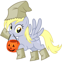 Size: 3000x3000 | Tagged: safe, artist:cheezedoodle96, character:derpy hooves, species:pegasus, species:pony, episode:luna eclipsed, g4, my little pony: friendship is magic, .svg available, clothing, costume, female, flying, halloween, halloween costume, holiday, looking at you, mare, mouth hold, nightmare night costume, paper bag, paper bag wizard, pumpkin bucket, simple background, smiling, svg, transparent background, vector, waving