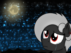 Size: 1600x1200 | Tagged: safe, artist:toyminator900, oc, oc only, oc:luriel maelstrom, species:pegasus, species:pony, crying, ear piercing, earring, eyelashes, jewelry, looking up, moon, night, piercing, stars