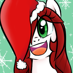 Size: 500x500 | Tagged: safe, artist:jessy, oc, oc only, oc:palette swap, christmas, clothing, hat, santa hat, solo, tumblr:ask palette swap