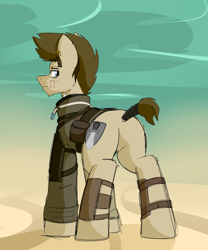 Size: 2500x3000 | Tagged: safe, artist:coatieyay, oc, oc:paladin, species:pony, ear piercing, earring, jewelry, leather armor, mad max, male, piercing, tail wrap