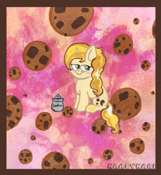 Size: 1181x1280 | Tagged: safe, artist:krazykari, character:sweet biscuit, abstract background, adorabiscuit, cookie, cookie jar, cute, food