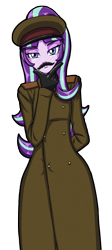 Size: 1344x3000 | Tagged: safe, artist:artemis-polara, character:starlight glimmer, my little pony:equestria girls, clothing, coat, communism, costume, fake moustache, female, gloves, hat, josef stalin, simple background, solo, stalin glimmer, transparent background