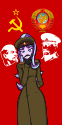 Size: 2000x4000 | Tagged: safe, artist:artemis-polara, edit, character:starlight glimmer, species:human, my little pony:equestria girls, bald, banner, beard, clothing, coat, communism, costume, crops, cyrillic, earth, emblem, facial hair, fake moustache, female, flag, globe, gloves, hammer, hammer and sickle, hat, high res, josef stalin, male, moustache, propaganda, sickle, simple background, solo, soviet union, stalin glimmer, stars, text, transparent background, vector, vector edit, vladimir lenin, wall of tags
