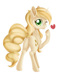 Size: 1024x1304 | Tagged: safe, artist:dusthiel, character:sweet biscuit, species:pony, female, floating heart, heart, looking at you, looking back, mare, one eye closed, plot, rear view, simple background, solo, transparent background, wink