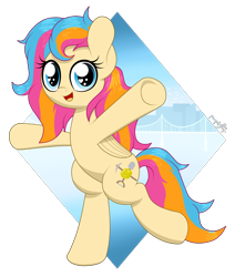 Size: 4082x4813 | Tagged: safe, artist:kimjoman, oc, oc only, oc:golden gates, species:pegasus, species:pony, absurd resolution, babscon, bipedal, bridge, cute, female, heart eyes, looking at you, simple background, solo, transparent background, wingding eyes