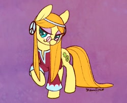 Size: 1047x852 | Tagged: safe, artist:dawnfire, character:wheat grass, species:earth pony, species:pony, spoiler:comic, spoiler:comicm03, clothing, commission, cute, female, glasses, looking at you, mare, signature, solo, wingding eyes