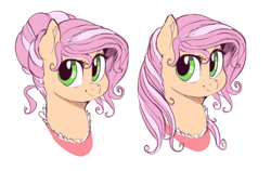 Size: 1280x808 | Tagged: safe, artist:sirmasterdufel, oc, oc only, oc:claire, species:earth pony, species:pony, bust, female, hair bun, loose hair, mare, simple background, solo, white background