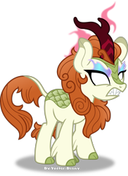 Size: 2874x3953 | Tagged: safe, artist:vector-brony, character:autumn blaze, species:kirin, episode:sounds of silence, g4, my little pony: friendship is magic, angry, blank eyes, female, glowing eyes, high res, imminent nirik, quadrupedal, sharp teeth, simple background, solo, teeth, transparent background, vector