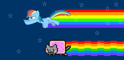 Size: 3680x1800 | Tagged: safe, artist:luckreza8, artist:stephen-fisher, character:rainbow dash, species:pegasus, species:pony, cute, nyan cat, rainbow trail, space
