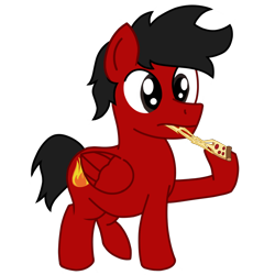 Size: 1200x1200 | Tagged: safe, artist:toyminator900, oc, oc only, oc:kervin, species:pegasus, species:pony, food, male, meat, pepperoni, pepperoni pizza, pizza, red and black oc, simple background, solo, stallion, transparent background