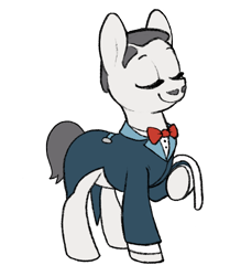 Size: 900x981 | Tagged: safe, artist:dawnfire, oc, species:earth pony, species:pony, bow tie, butler, clothing, eyes closed, jacket, jenkins, male, ponified, simple background, smiling, solo, suit, transparent background