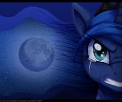 Size: 900x756 | Tagged: safe, artist:inuhoshi-to-darkpen, character:princess luna, species:alicorn, species:pony, crying, female, gritted teeth, mare, moon, solo
