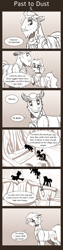Size: 675x2700 | Tagged: safe, artist:inuhoshi-to-darkpen, character:professor fossil, character:rockhoof, comic:past to dust, episode:a rockhoof and a hard place, g4, my little pony: friendship is magic, archaeology, comic, dialogue, fanfic, professor fossil, ruins