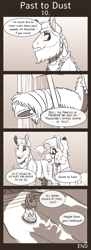 Size: 675x1850 | Tagged: safe, artist:inuhoshi-to-darkpen, character:professor fossil, character:rockhoof, comic:past to dust, episode:a rockhoof and a hard place, g4, my little pony: friendship is magic, comic, dialogue, fanfic, hnefatafl, indoors, professor fossil, ruins, shadow