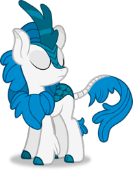 Size: 889x1144 | Tagged: safe, artist:frownfactory, oc, oc only, oc:stratagem, species:kirin, species:pony, .svg available, cloven hooves, colored hooves, eyes closed, horn, kirin oc, kirin-ified, male, simple background, solo, species swap, stallion, svg, tail wrap, transparent background, vector