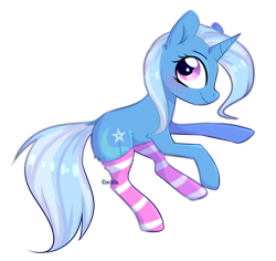 Size: 1545x1461 | Tagged: safe, artist:lazuli, character:trixie, species:pony, species:unicorn, clothing, cute, female, mare, simple background, smiling, socks, solo, striped socks, transparent background