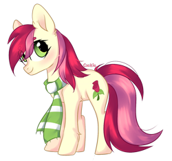 Size: 1920x1800 | Tagged: safe, artist:lazuli, character:roseluck, species:earth pony, species:pony, blushing, clothing, cute, female, looking at you, mare, scarf, simple background, smiling, solo, transparent background, ych result
