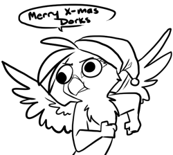 Size: 604x541 | Tagged: safe, artist:php27, character:gilda, species:griffon, christmas, derp, dorks, gilderp, googly eyes