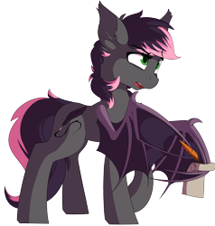 Size: 3464x3640 | Tagged: safe, artist:beardie, oc, oc only, oc:quill, species:bat pony, species:pony, bat pony oc, notepad, quill, simple background, transparent background, wing hands