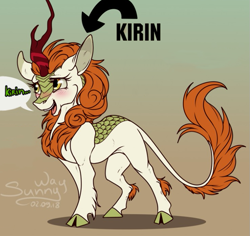 Size: 733x693 | Tagged: safe, artist:sunny way, edit, editor:the dreaded, rcf community, character:autumn blaze, species:kirin, species:pony, episode:sounds of silence, g4, my little pony: friendship is magic, arrow, awwtumn blaze, blushing, brown background, captain obvious, cute, dialogue, female, floppy ears, gradient background, horn, kirinbetes, leg fluff, lineart, mare, open mouth, shaped like itself, shy, simple background, smiling, speech bubble, tail, truth